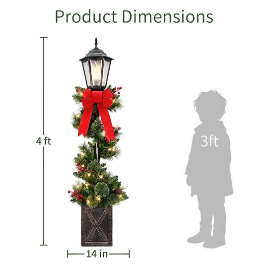 Puleo International 4ft. Pre-Lit Pinecones, Berries & Red Bow Artificial Spiral Lamp Post Trees, 2ct.